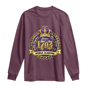 The Original Mardi Gras Mobile Alabama Since 1703 Long Sleeve Shirt TS11 Maroon Print Your Wear