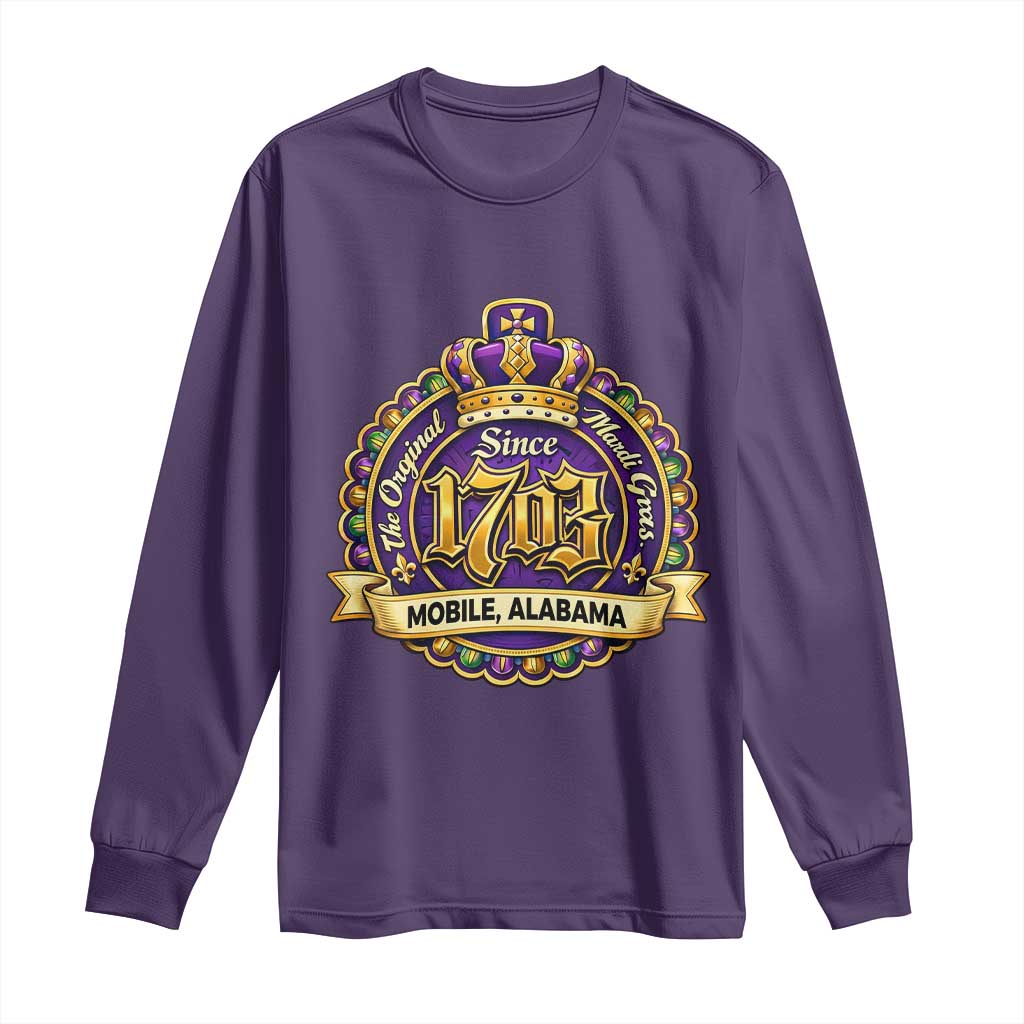 The Original Mardi Gras Mobile Alabama Since 1703 Long Sleeve Shirt TS11 Purple Print Your Wear