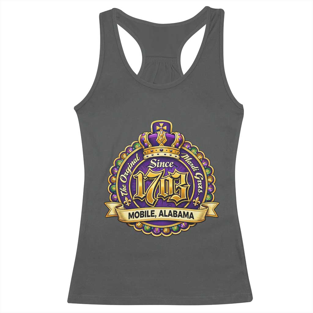 The Original Mardi Gras Mobile Alabama Since 1703 Racerback Tank Top TS11 Dark Heather Print Your Wear
