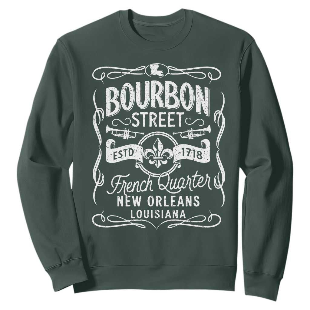 Bourbon Street French Quarter New Orleans Vintage Scrollwork Sweatshirt TS11 Dark Forest Green Print Your Wear