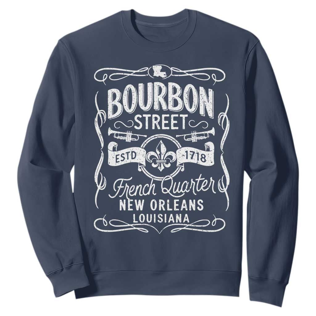 Bourbon Street French Quarter New Orleans Vintage Scrollwork Sweatshirt TS11 Navy Print Your Wear