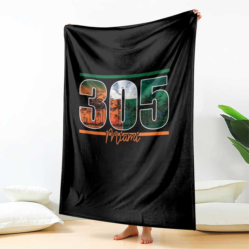 305 Miami Throw Blanket Area Code Florida FL Vintage Palm Trees TS11 Print Your Wear