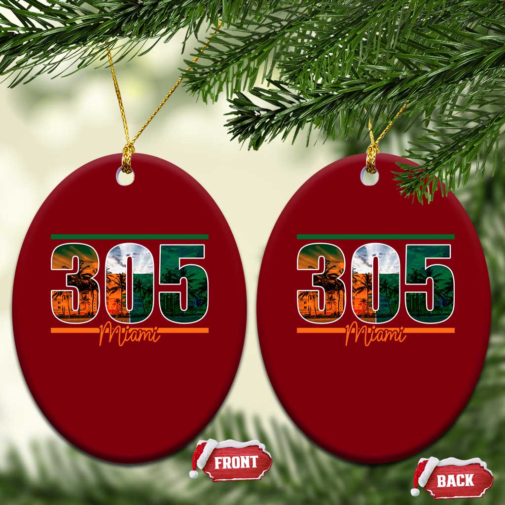 305 Miami Ceramic Ornament Area Code Florida FL Vintage Palm Trees TS11 Print Your Wear