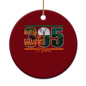 305 Miami Ceramic Ornament Area Code Florida FL Vintage Palm Trees TS11 1pc Red Print Your Wear