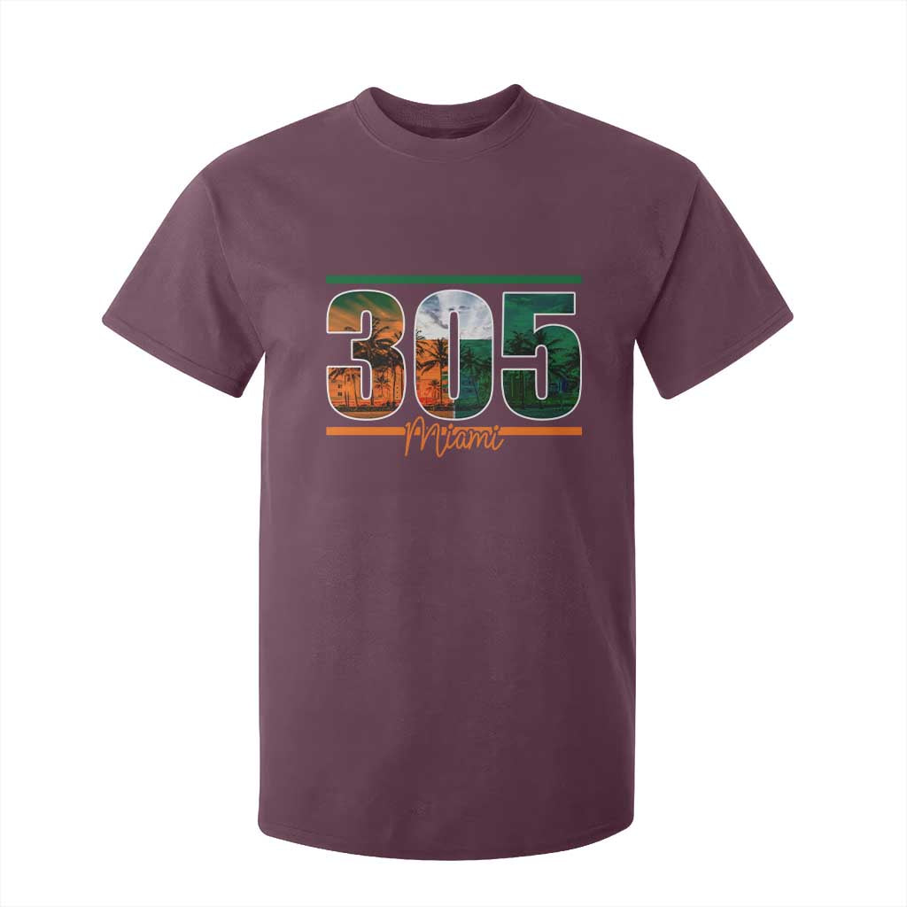 305 Miami T Shirt For Kid Area Code Florida FL Vintage Palm Trees TS11 Maroon Print Your Wear