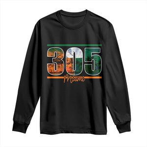 305 Miami Long Sleeve Shirt Area Code Florida FL Vintage Palm Trees TS11 Black Print Your Wear