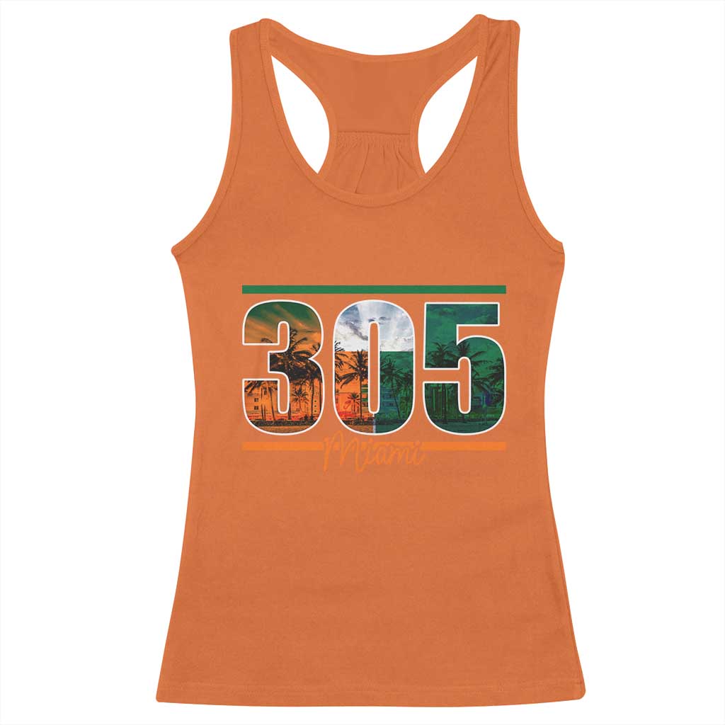 305 Miami Racerback Tank Top Area Code Florida FL Vintage Palm Trees TS11 Orange Print Your Wear
