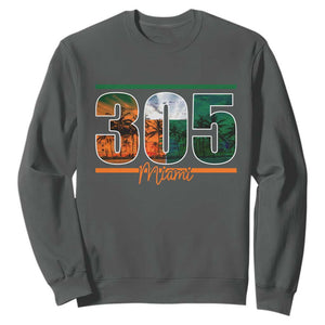 305 Miami Sweatshirt Area Code Florida FL Vintage Palm Trees TS11 Dark Heather Print Your Wear