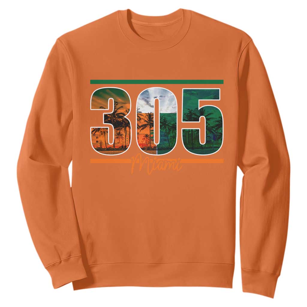 305 Miami Sweatshirt Area Code Florida FL Vintage Palm Trees TS11 Orange Print Your Wear