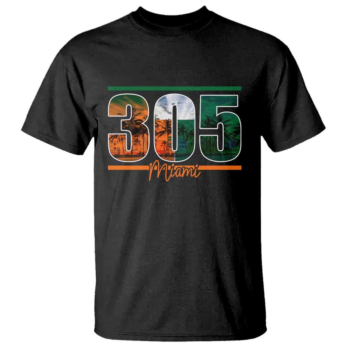 305 Miami T Shirt Area Code Florida FL Vintage Palm Trees TS11 Black Print Your Wear