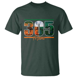 305 Miami T Shirt Area Code Florida FL Vintage Palm Trees TS11 Dark Forest Green Print Your Wear