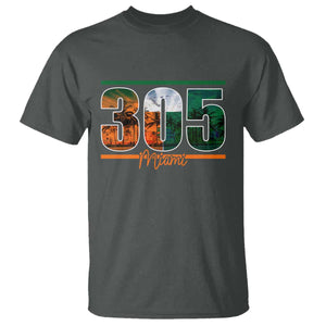305 Miami T Shirt Area Code Florida FL Vintage Palm Trees TS11 Dark Heather Print Your Wear