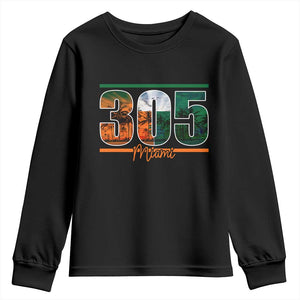 305 Miami Youth Sweatshirt Area Code Florida FL Vintage Palm Trees TS11 Black Print Your Wear