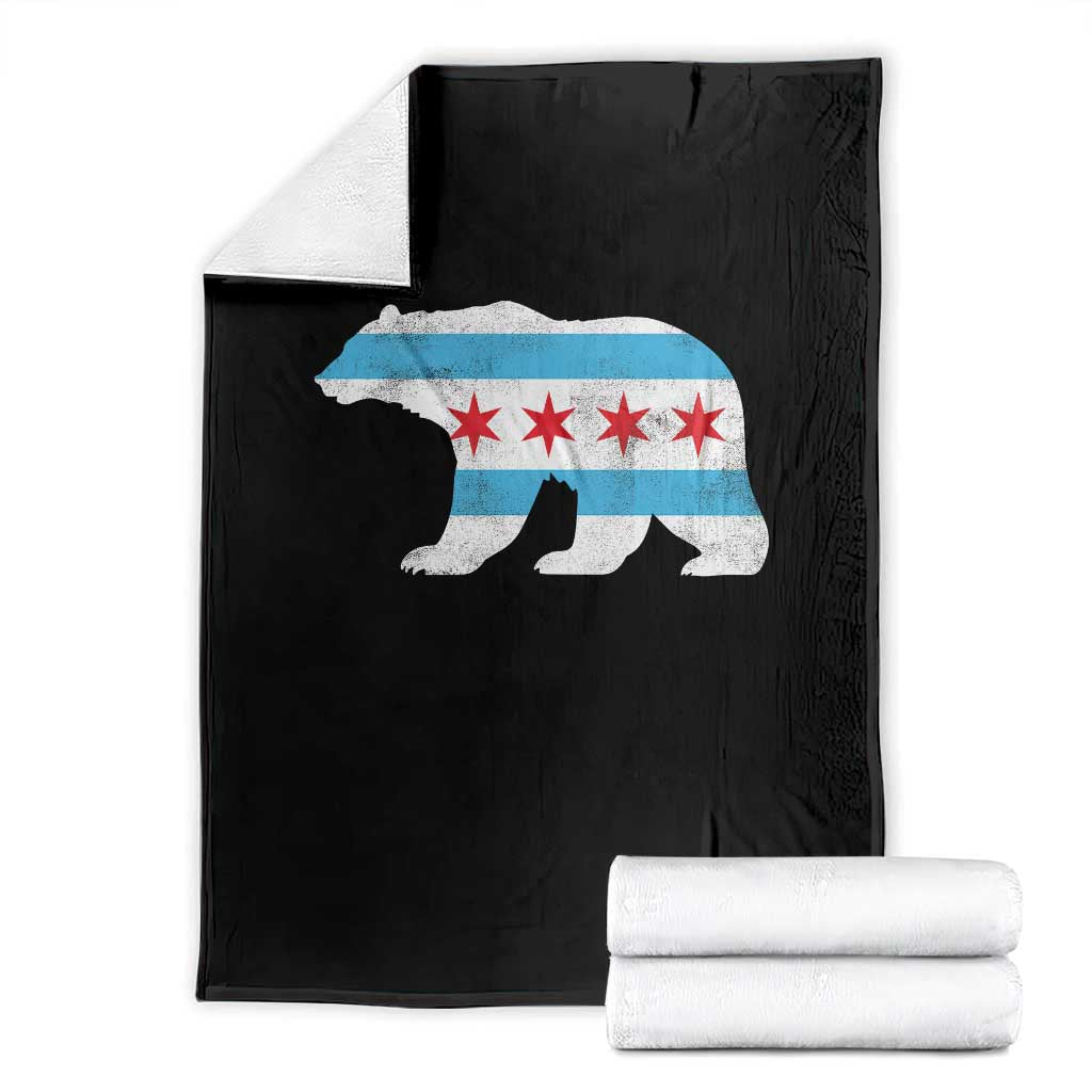 Vintage Chicago Flag Illinois State Bear Lover Throw Blanket TS11 Black Print Your Wear