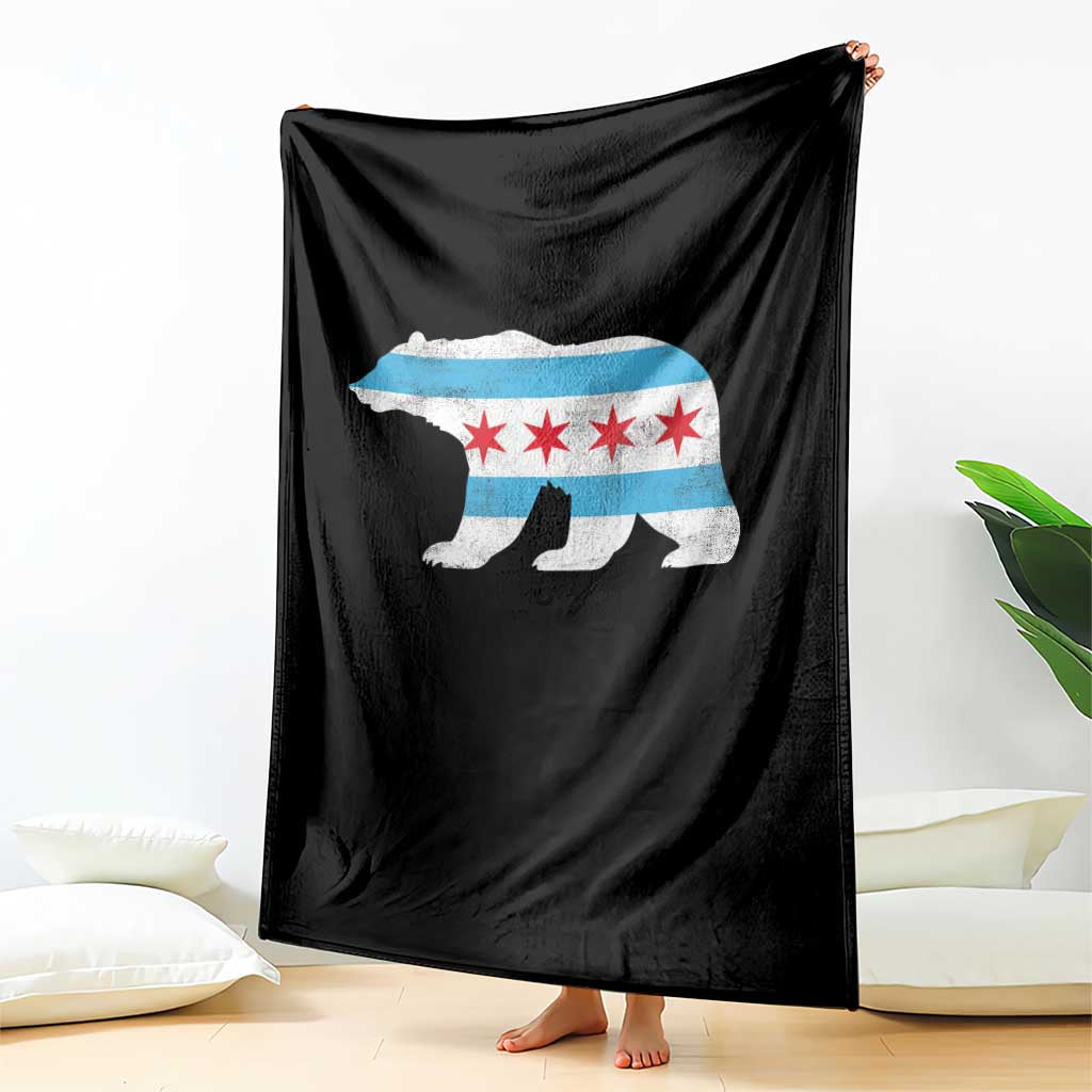 Vintage Chicago Flag Illinois State Bear Lover Throw Blanket TS11 Print Your Wear