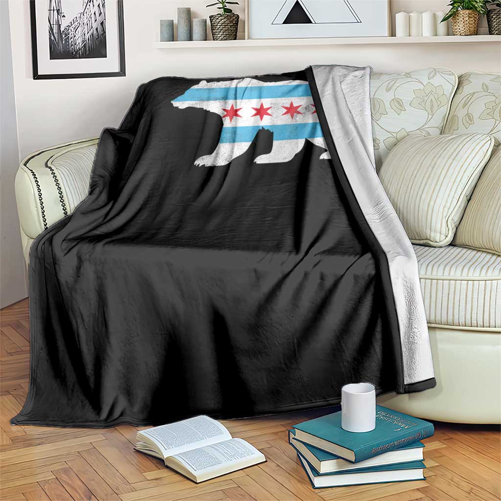 Vintage Chicago Flag Illinois State Bear Lover Throw Blanket TS11 Print Your Wear