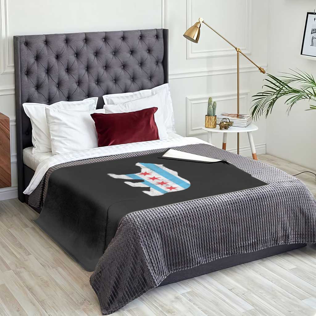 Vintage Chicago Flag Illinois State Bear Lover Throw Blanket TS11 Print Your Wear