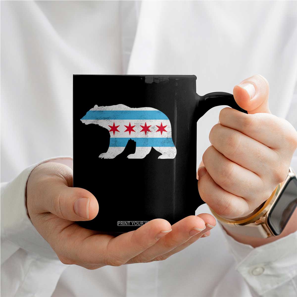 Vintage Chicago Flag Illinois State Bear Lover Coffee Mug TS11 Print Your Wear