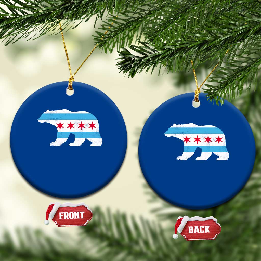Vintage Chicago Flag Illinois State Bear Lover Ceramic Ornament TS11 1pc Blue Print Your Wear