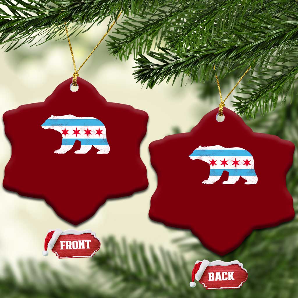 Vintage Chicago Flag Illinois State Bear Lover Ceramic Ornament TS11 Print Your Wear
