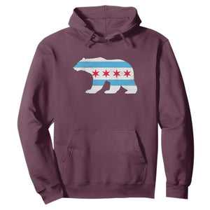 Vintage Chicago Flag Illinois State Bear Lover Hoodie TS11 Maroon Print Your Wear