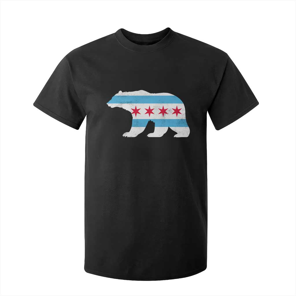 Vintage Chicago Flag Illinois State Bear Lover T Shirt For Kid TS11 Black Print Your Wear