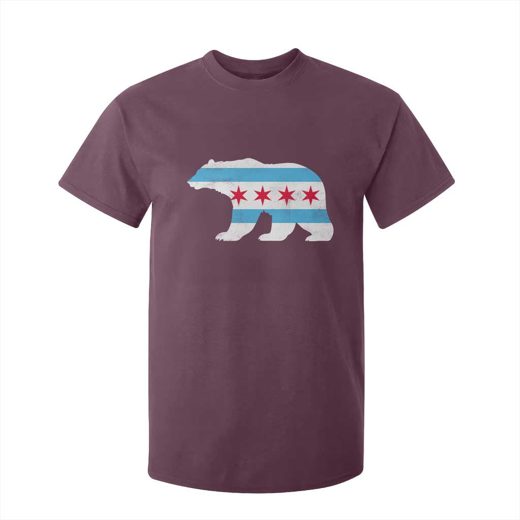 Vintage Chicago Flag Illinois State Bear Lover T Shirt For Kid TS11 Maroon Print Your Wear