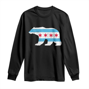 Vintage Chicago Flag Illinois State Bear Lover Long Sleeve Shirt TS11 Black Print Your Wear