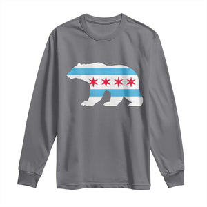 Vintage Chicago Flag Illinois State Bear Lover Long Sleeve Shirt TS11 Charcoal Print Your Wear