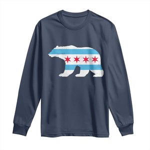 Vintage Chicago Flag Illinois State Bear Lover Long Sleeve Shirt TS11 Navy Print Your Wear