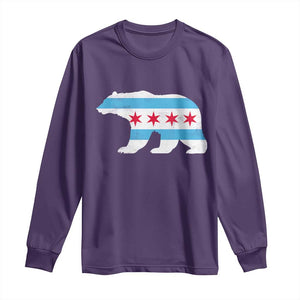 Vintage Chicago Flag Illinois State Bear Lover Long Sleeve Shirt TS11 Purple Print Your Wear