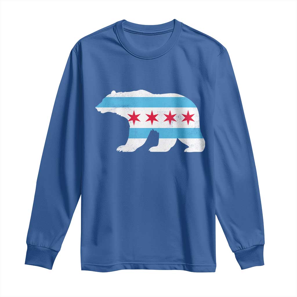 Vintage Chicago Flag Illinois State Bear Lover Long Sleeve Shirt TS11 Royal Blue Print Your Wear