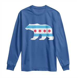 Vintage Chicago Flag Illinois State Bear Lover Long Sleeve Shirt TS11 Royal Blue Print Your Wear