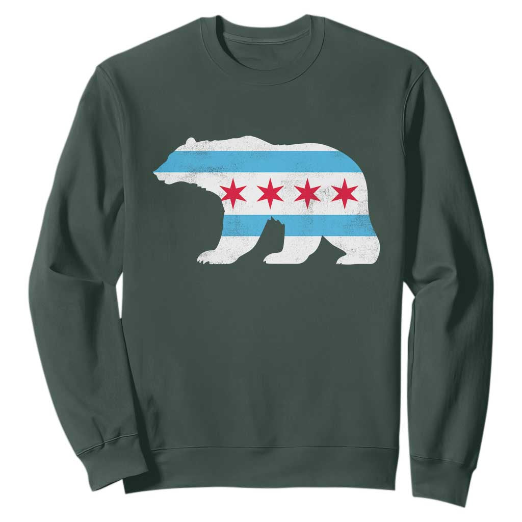 Vintage Chicago Flag Illinois State Bear Lover Sweatshirt TS11 Dark Forest Green Print Your Wear