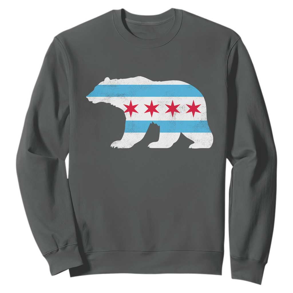 Vintage Chicago Flag Illinois State Bear Lover Sweatshirt TS11 Dark Heather Print Your Wear