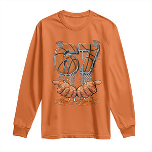 Basketball 67 Six Seven Funny Gen Alpha Meme Drip Long Sleeve Shirt TS11 Orange Print Your Wear
