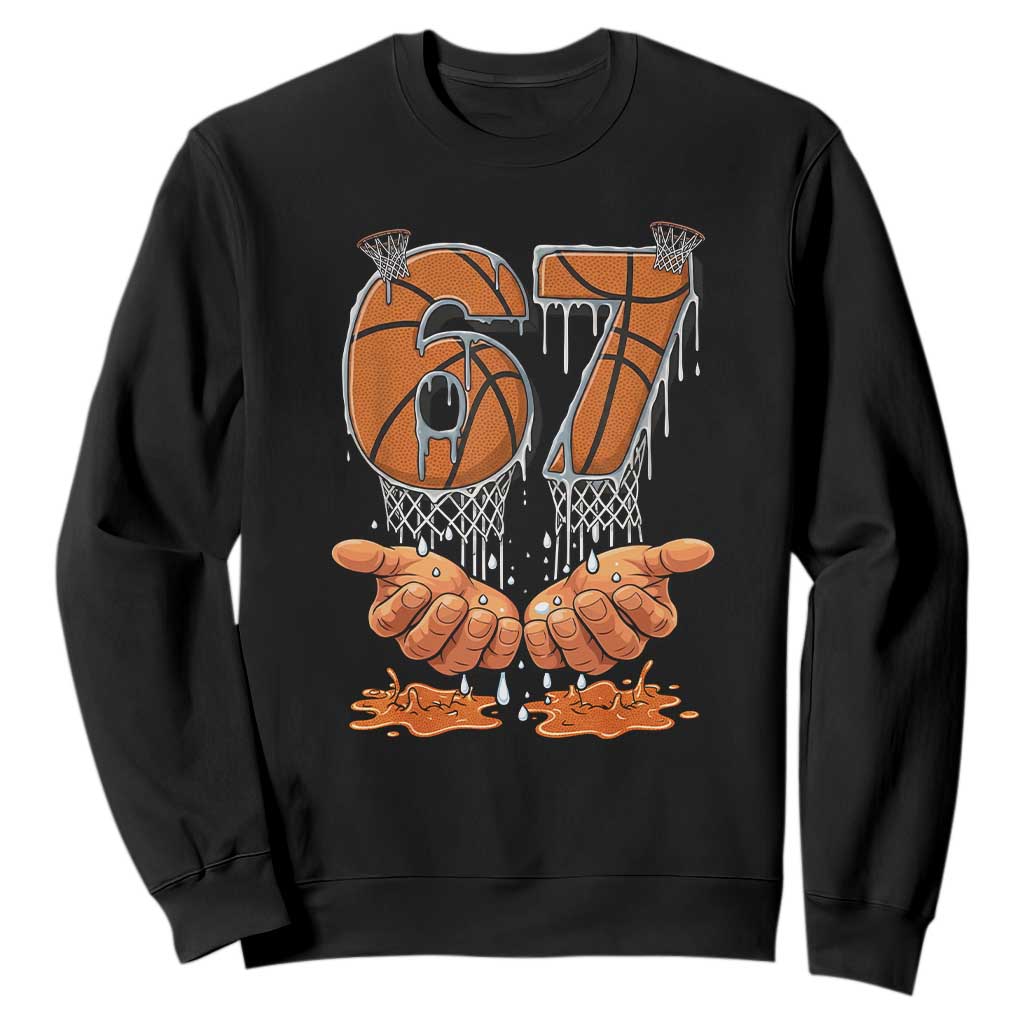 Basketball 67 Six Seven Funny Gen Alpha Meme Drip Sweatshirt TS11 Black Print Your Wear