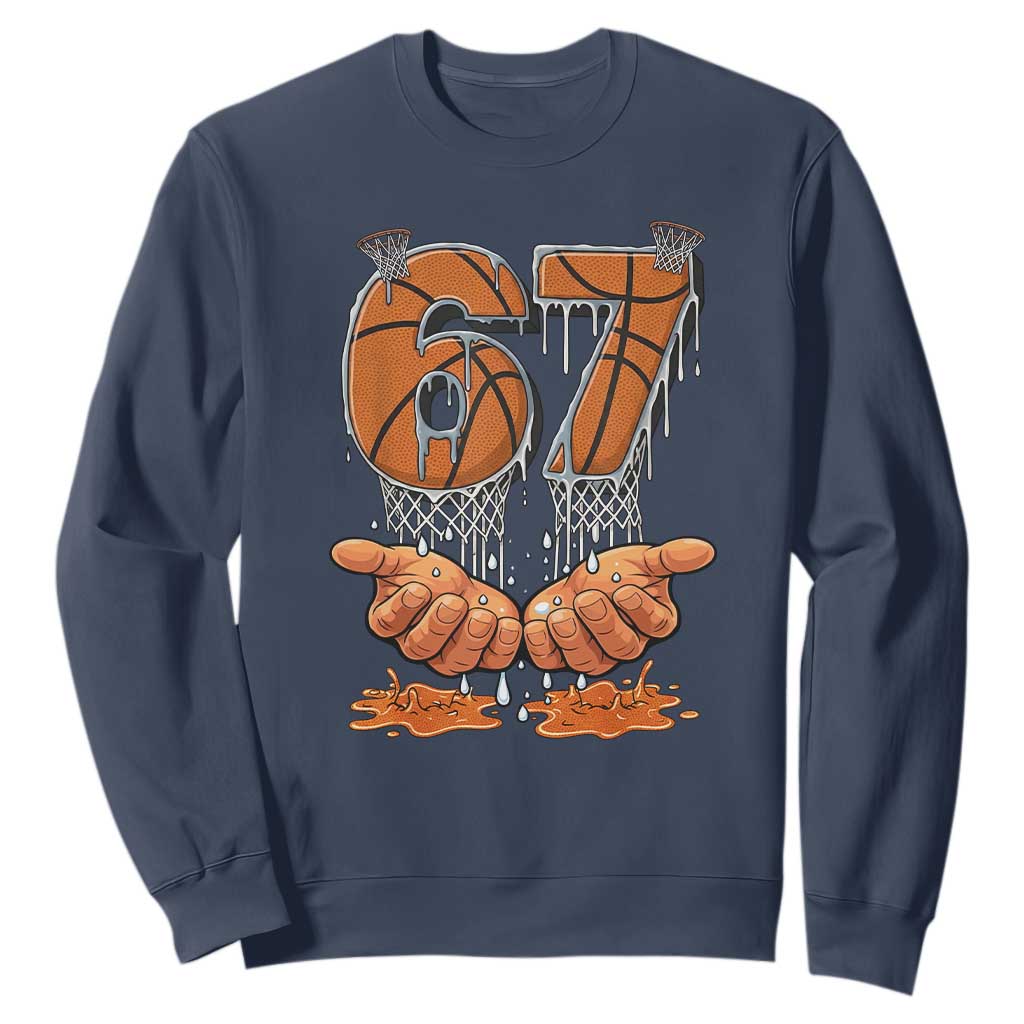 Basketball 67 Six Seven Funny Gen Alpha Meme Drip Sweatshirt TS11 Navy Print Your Wear