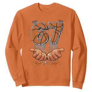 Basketball 67 Six Seven Funny Gen Alpha Meme Drip Sweatshirt TS11 Orange Print Your Wear