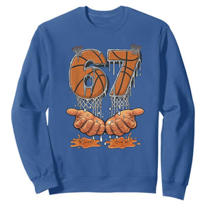Basketball 67 Six Seven Funny Gen Alpha Meme Drip Sweatshirt TS11 Royal Blue Print Your Wear