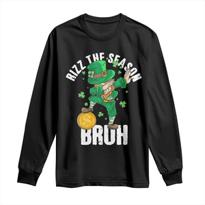 Funny St Patrick's Day Rizz The Season Bruh Long Sleeve Shirt Leprechaun Shamrock TS11 Black Print Your Wear