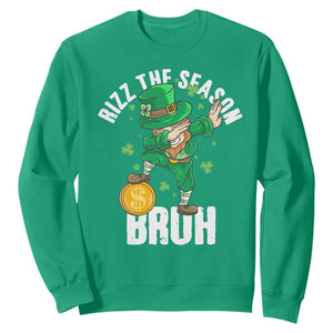 Funny St Patrick's Day Rizz The Season Bruh Sweatshirt Leprechaun Shamrock TS11 Irish Green Print Your Wear