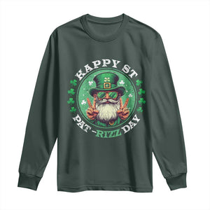 Happy St Pat Rizz Day Long Sleeve Shirt Leprechaun St Patrick's Day Shamrock TS11 Dark Forest Green Print Your Wear