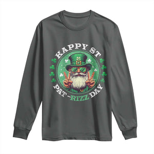 Happy St Pat Rizz Day Long Sleeve Shirt Leprechaun St Patrick's Day Shamrock TS11 Dark Heather Print Your Wear