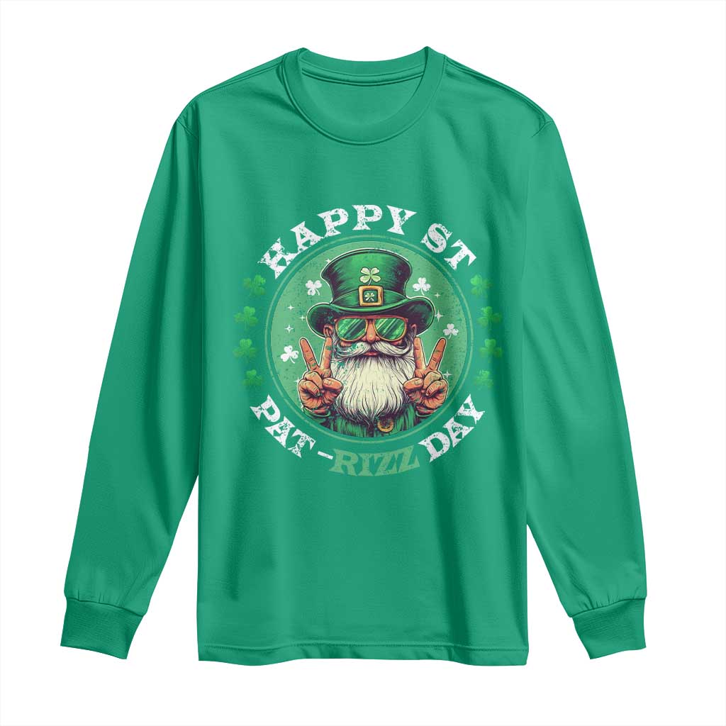 Happy St Pat Rizz Day Long Sleeve Shirt Leprechaun St Patrick's Day Shamrock TS11 Irish Green Print Your Wear