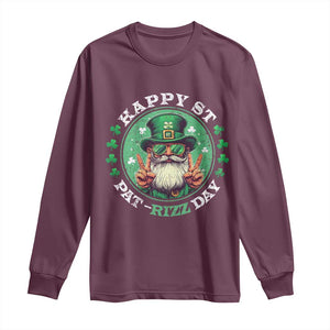 Happy St Pat Rizz Day Long Sleeve Shirt Leprechaun St Patrick's Day Shamrock TS11 Maroon Print Your Wear