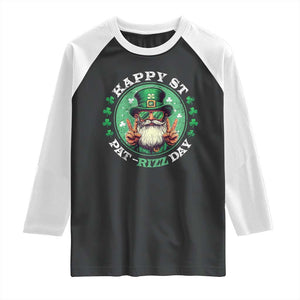 Happy St Pat Rizz Day Raglan Shirt Leprechaun St Patrick's Day Shamrock TS11 Black White Print Your Wear