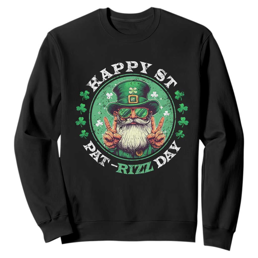 Happy St Pat Rizz Day Sweatshirt Leprechaun St Patrick's Day Shamrock TS11 Black Print Your Wear