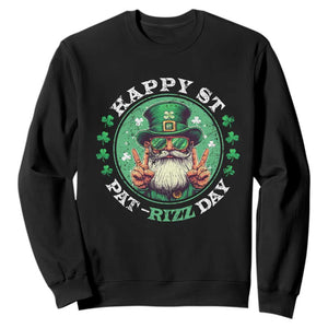 Happy St Pat Rizz Day Sweatshirt Leprechaun St Patrick's Day Shamrock TS11 Black Print Your Wear