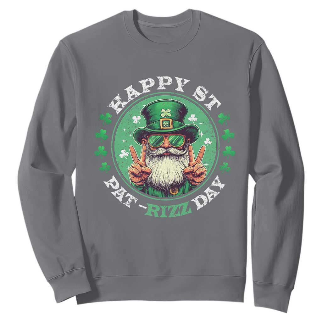 Happy St Pat Rizz Day Sweatshirt Leprechaun St Patrick's Day Shamrock TS11 Charcoal Print Your Wear